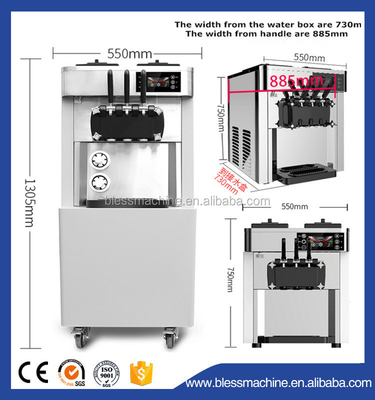 670x780x1330mm 120KG 용량의 부드러운 아이스크림 기계
