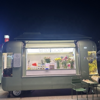 외부 패스트 푸드 트럭에 맞춘 모바일 에어스트림 아이스크림 커피 음식 트레일러