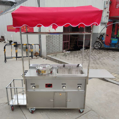 110v/220v 모바일 스테인리스 스틸 스트리트 푸드 스냅 가스 트롤리 핸드 카트 2023